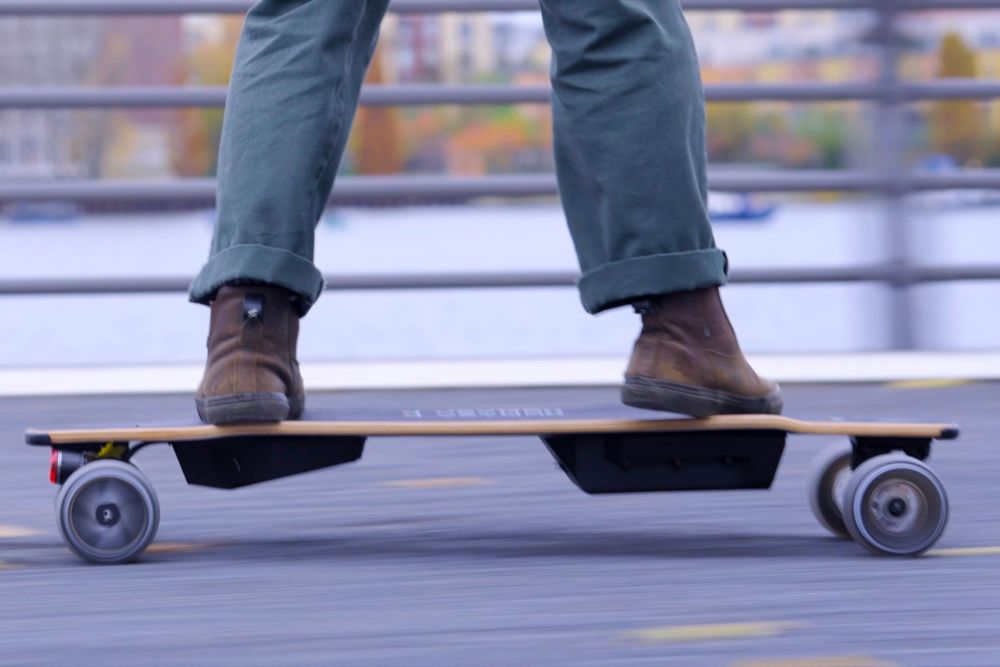 veymax roadster electric skateboard riding in 105mm wheels